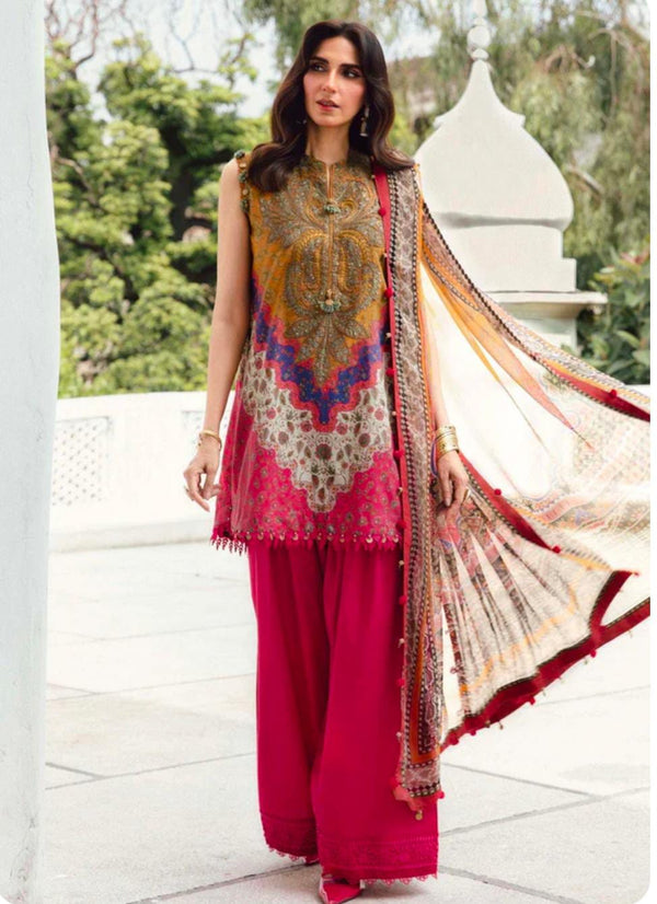 3pc unstitched embroidered cambric suit  Shirt